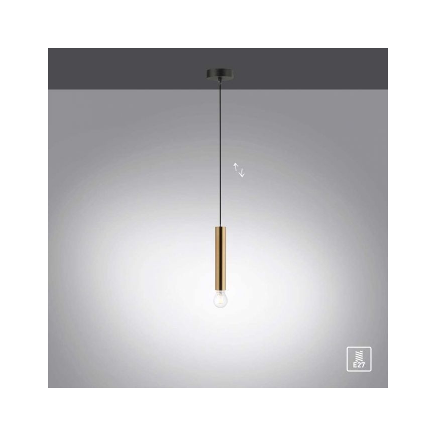 Leuchten Direkt 15617-60 - Hängeleuchte an Schnur BRUNA 1xE27/60W/230V Messing