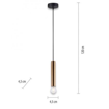 Leuchten Direkt 15617-60 - Hängeleuchte an Schnur BRUNA 1xE27/60W/230V Messing