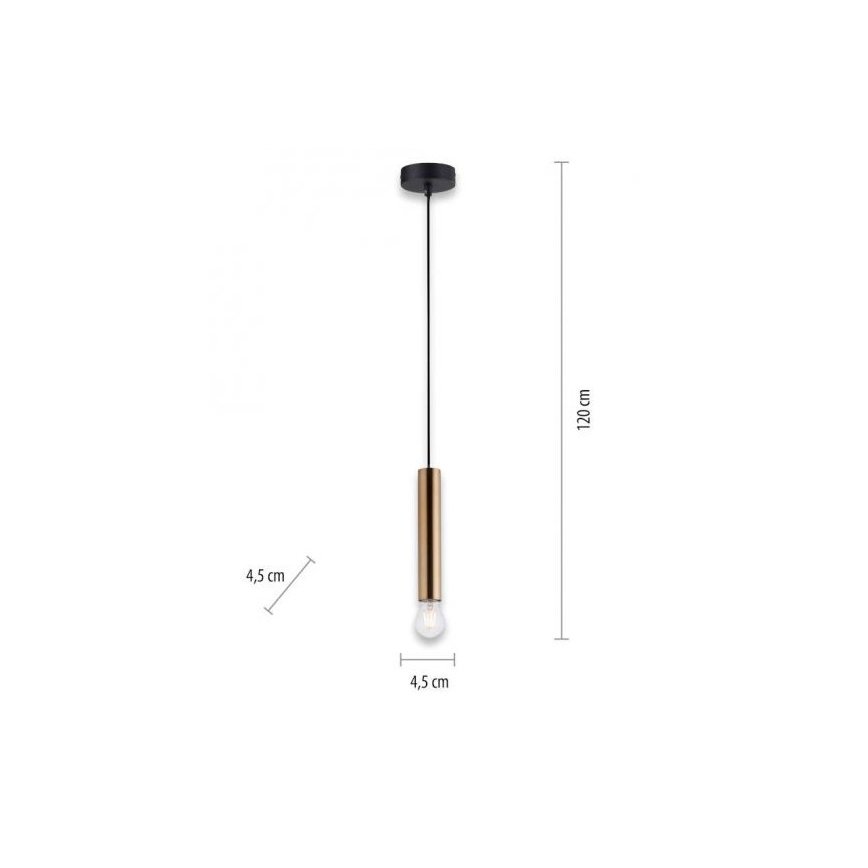 Leuchten Direkt 15617-60 - Hängeleuchte an Schnur BRUNA 1xE27/60W/230V Messing