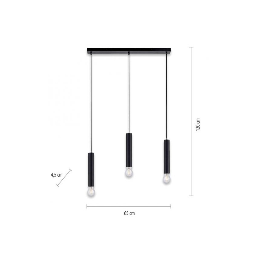 Leuchten Direkt 15618-18 - Hängeleuchte an Schnur BRUNA 3xE27/60W/230V schwarz