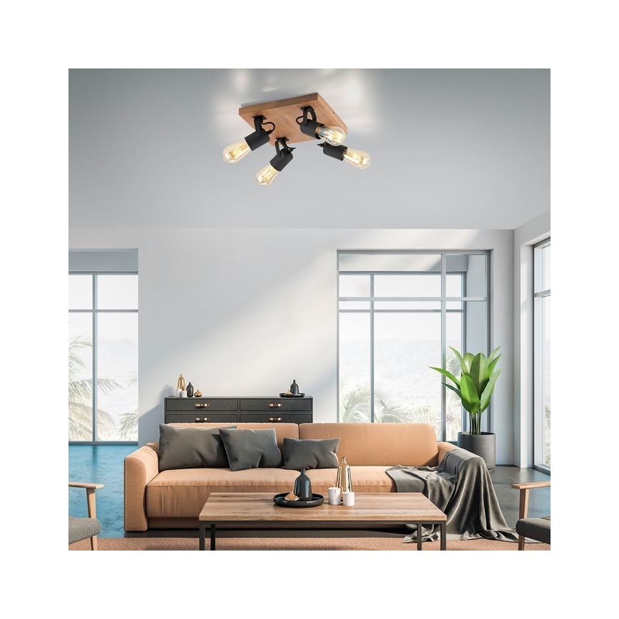 Leuchten Direkt 15634-18 - Strahler CANOP 4xE27/60W/230V Akazie