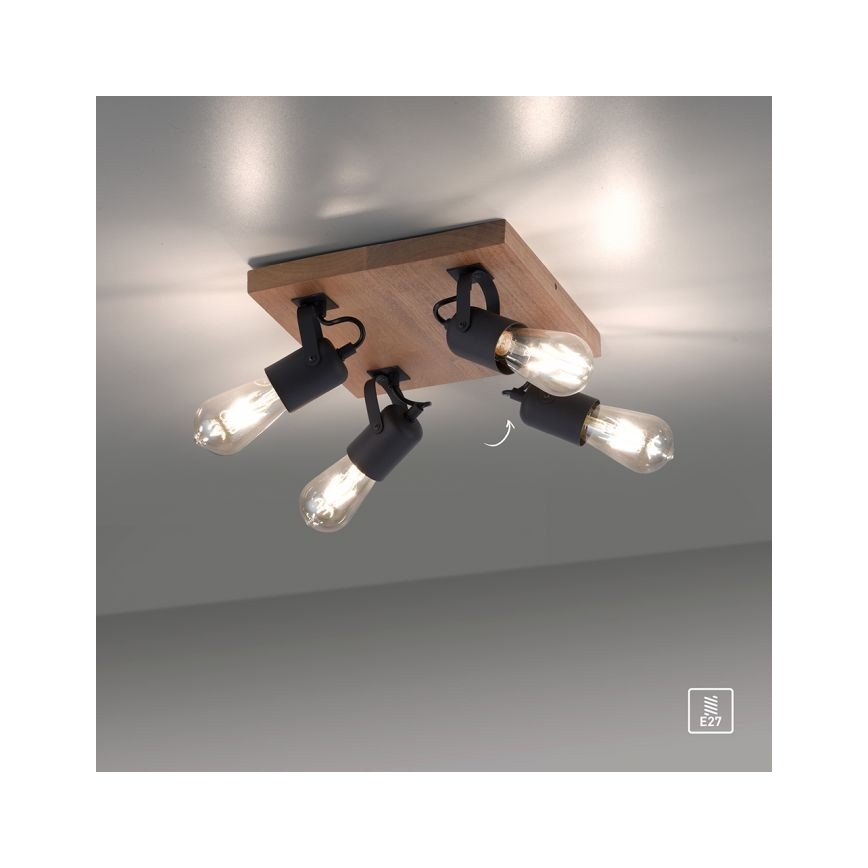 Leuchten Direkt 15634-18 - Strahler CANOP 4xE27/60W/230V Akazie