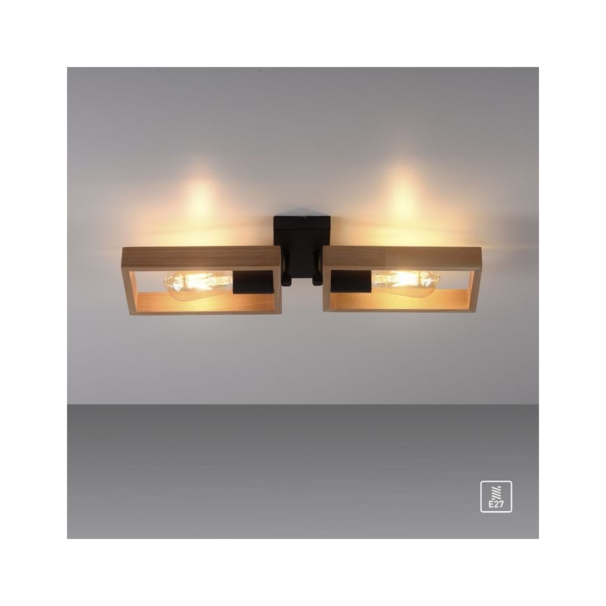 Leuchten Direkt 15657-18 - Aufbauleuchte FRANKY 2xE27/60W/230V Akazie
