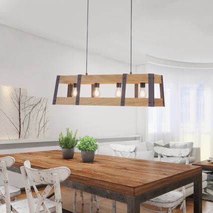 Leuchten Direkt 15721-79 - Hängeleuchte CRATE 4xE27/60W/230V