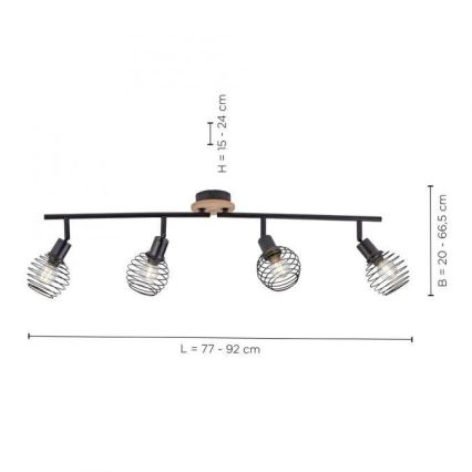 Leuchten Direkt 15924-79 - Strahler EUGEN 4xE14/40W/230V Eiche