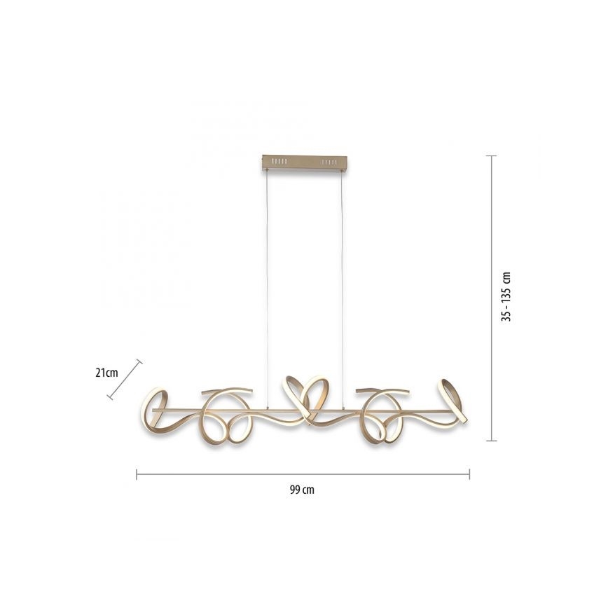 Leuchten Direkt 19033-60 – Dimmbare LED-Hängeleuchte an Schnur CURLS LED/40,8W/230V