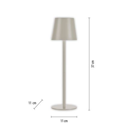 Leuchten Direkt 19250-40 - Dimmbare, aufladbare LED-Outdoor-Tischleuchte EURIA LED/3W/5V 2600 mAh IP54 grau