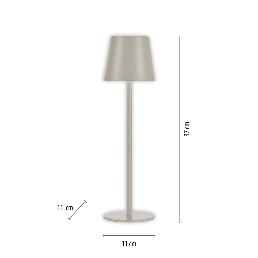 Leuchten Direkt 19250-40 - LED Außen dimmbare wiederaufladbare Tischlampe EURIA LED/3W/5V 2600 mAh IP54 grau