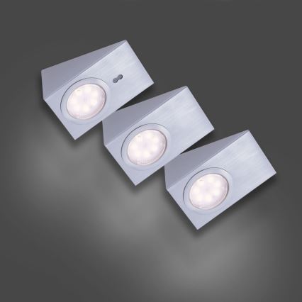 Leuchten Direkt 84111-55-3 - SET 3x LED Möbelbeleuchtung mit Sensor THEO LED/3,6W/230V