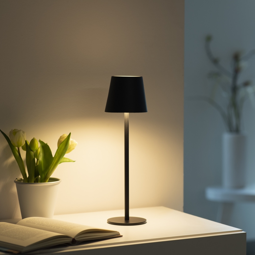 Leuchten Direkt 19250-18 - Dimmbare, aufladbare LED-Outdoor-Tischleuchte EURIA LED/3W/5V 2600 mAh IP54 schwarz