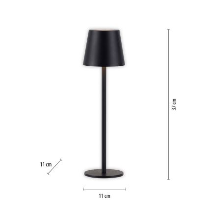 Leuchten Direkt 19250-18 - Dimmbare, aufladbare LED-Outdoor-Tischleuchte EURIA LED/3W/5V 2600 mAh IP54 schwarz