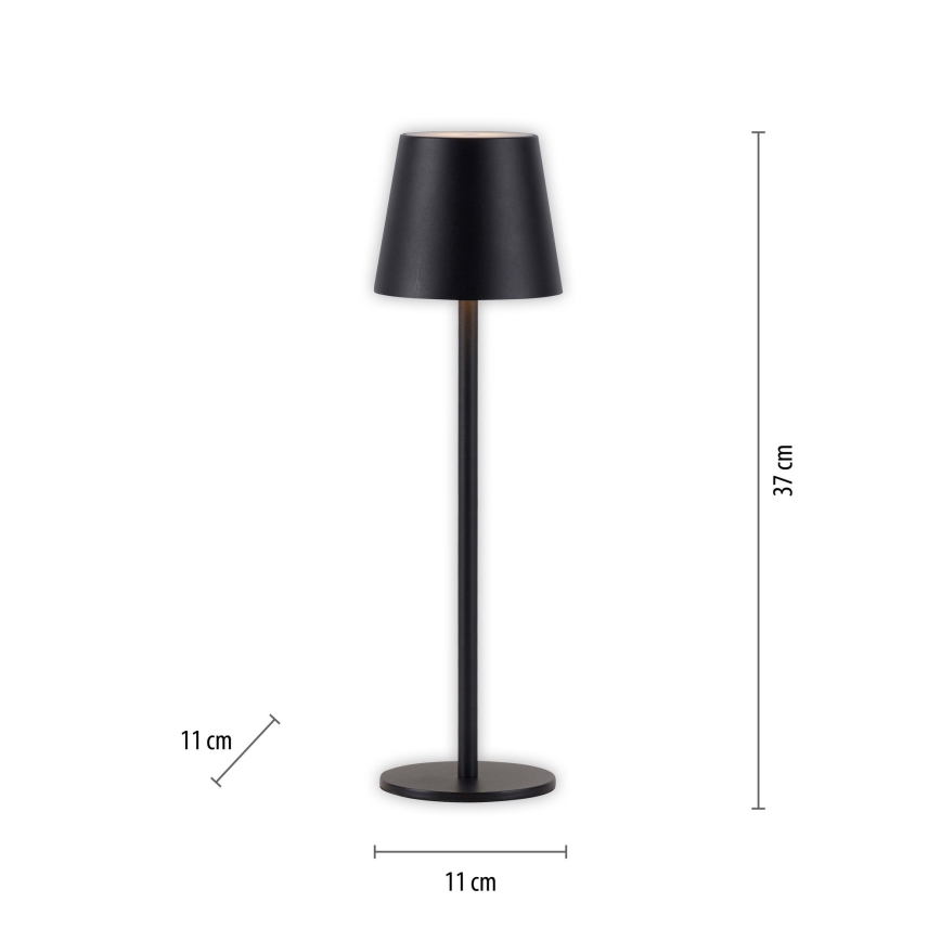 Leuchten Direkt 19250-18 - Dimmbare, aufladbare LED-Outdoor-Tischleuchte EURIA LED/3W/5V 2600 mAh IP54 schwarz
