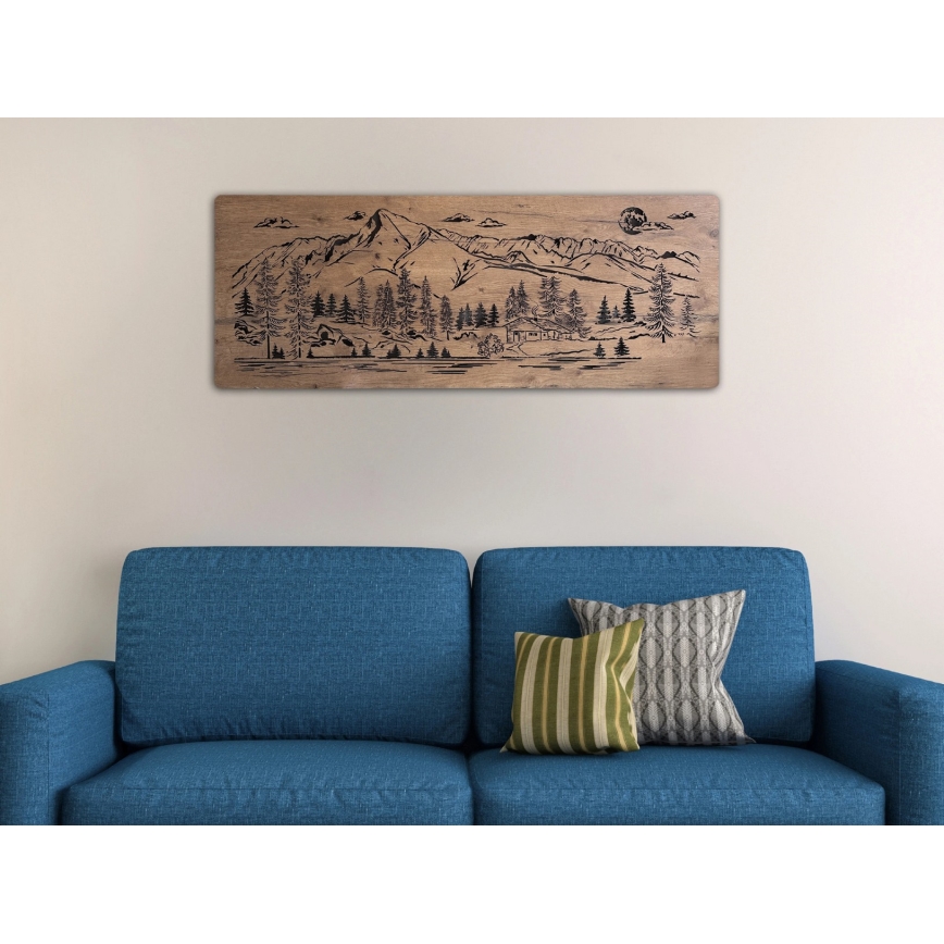 Li-Go 23521/OVL/DUB3 - Dimmbare LED-Wanddekoration LED/10W/5V 30000 mAh 130x50 cm Eiche/Berghütte