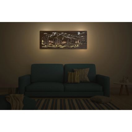 Li-Go 23524/DUB2 - Dimmbare LED-Wanddekoration LED/24W/230V 130x50 cm Eiche/Berghütte
