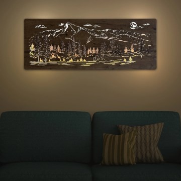 Li-Go 23524/DUB2 - LED-dimmbare Wanddekoration LED/24W/230V 130x50 cm Eiche/Berghütte