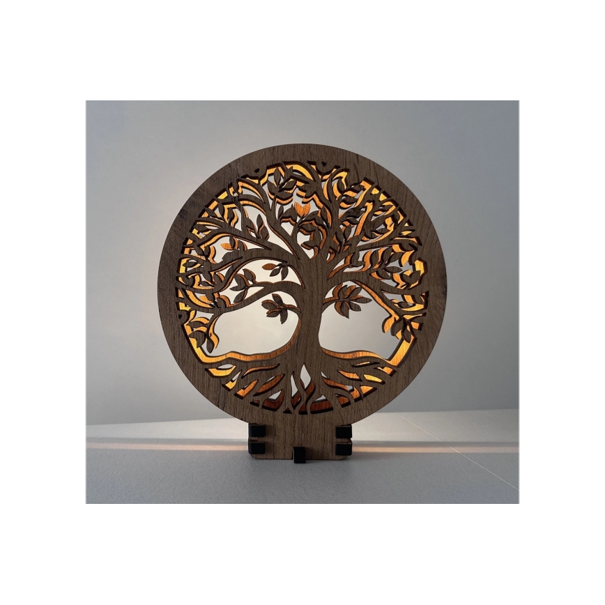 Li-Go 23577/DUB2 - LED, dimmbare Tischdekoration LED/12W/230V 20x22 cm Eiche/Baum des Lebens