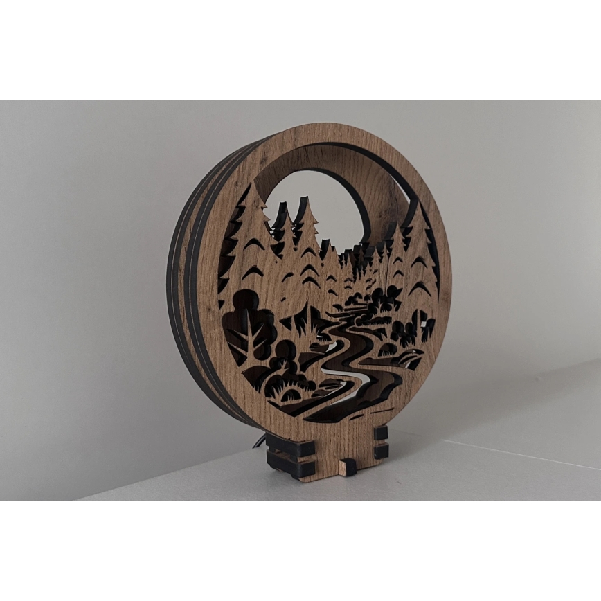 Li-Go 23580/DUB2 - LED dimmbare Tischdekoration LED/12W/230V 20x22 cm Eiche/Im Wald