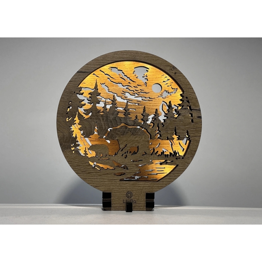 Li-Go 23595/DUB2 - LED-dimmbare Tischdekoration LED/12W/230V 20x22 cm Eiche/Bären