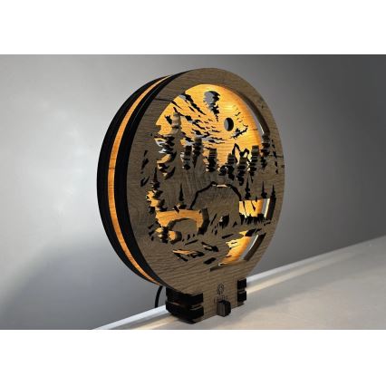 Li-Go 23595/DUB2 - LED-dimmbare Tischdekoration LED/12W/230V 20x22 cm Eiche/Bären