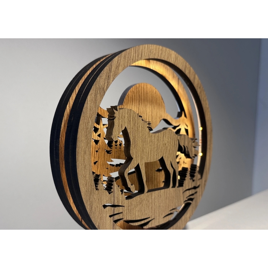 Li-Go 23598/DUB2 - Dimmbare dekorative LED-Tischleuchte LED/12W/230V 20x22 cm Eiche/Pferd