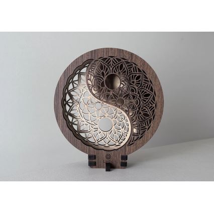 Li-Go 23607/O - Dimmbare LED-Tischdekoration LED/12W/230V 20x22 cm Nussbaum/Yin Yang