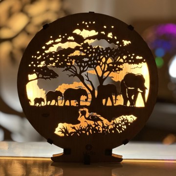 Li-Go 23610/DUB2 - Dimmbare LED-Tischdekoration LED/12W/230V 20x22 cm Eiche/Elefanten