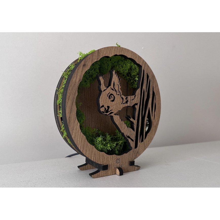 Li-Go 23625/DUB2 - LED-dimmbare Tischdekoration LED/12W/230V 20x22 cm Eiche/Moos-Eichhörnchen