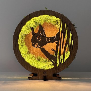 Li-Go 23625/DUB2 - LED-dimmbare Tischdekoration LED/12W/230V 20x22 cm Eiche/Moos-Eichhörnchen