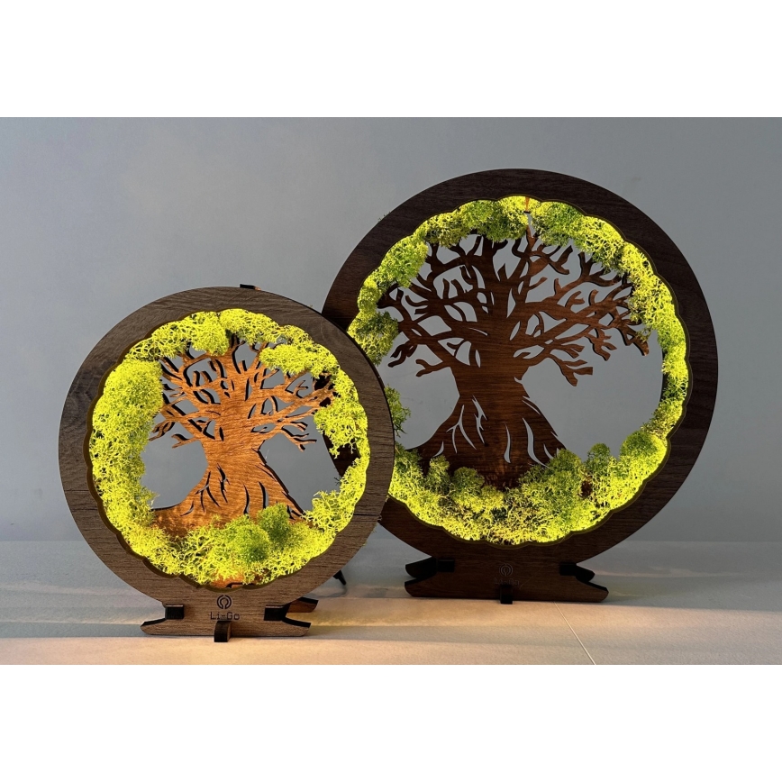 Li-Go 23631/DUB2 - dimmbare LED-Tischdekoration LED/12W/230V 30x31 cm Eiche/Moos und Baum