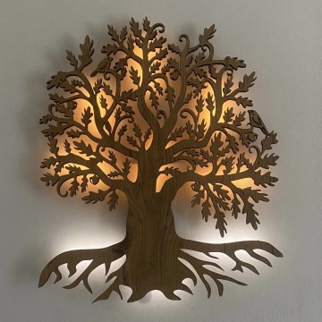 Li-Go 23673/DUB2 - LED-dimmbare Wanddekoration LED/10W/5V 20000 mAh 45x55 cm Eiche + Fernbedienung