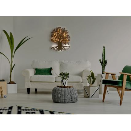 Li-Go 23673/DUB2 - LED-dimmbare Wanddekoration LED/10W/5V 20000 mAh 45x55 cm Eiche + Fernbedienung