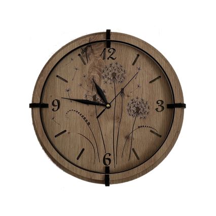 Li-Go 23682/DUB5 - Holz-Wanduhr 1xAA Ø 32 cm Eiche/Löwenzahn