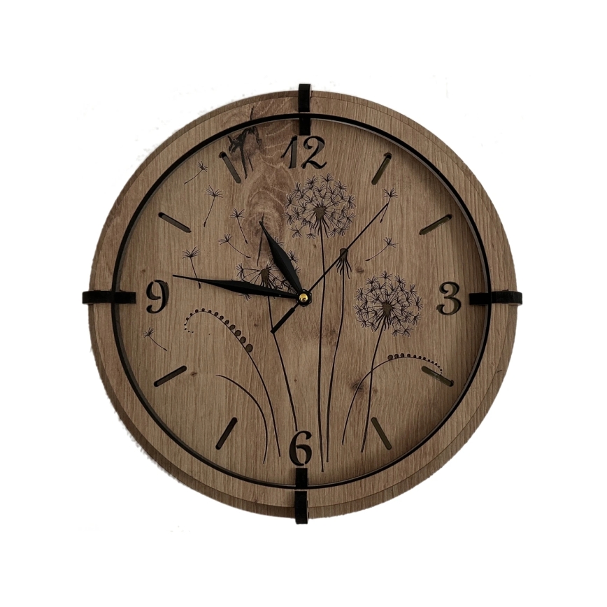 Li-Go 23682/DUB5 - Holz-Wanduhr 1xAA Ø 32 cm Eiche/Löwenzahn