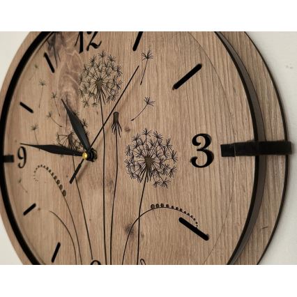 Li-Go 23682/DUB5 - Holz-Wanduhr 1xAA Ø 32 cm Eiche/Löwenzahn