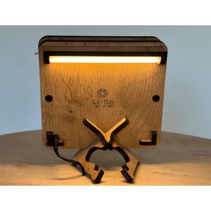 Li-Go 4070/DUB2 - LED-Tischdekoration LED/12W/230V 19x19 cm Eiche/Pferd