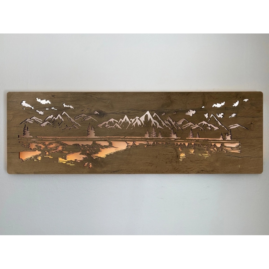 Li-Go 4778/A/4 - LED-dimmbare Wanddekoration LED/10W/5V 30000 mAh 120x40 cm Eiche/See