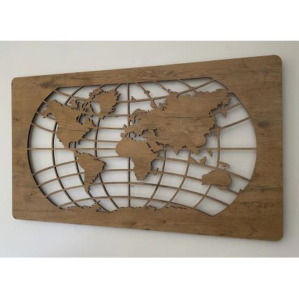 Li-Go 4868/DUB2 - LED-dimmbare Wanddekoration LED/24W/230V 110x60 cm Eiche/Weltkarte (Breitengrade)