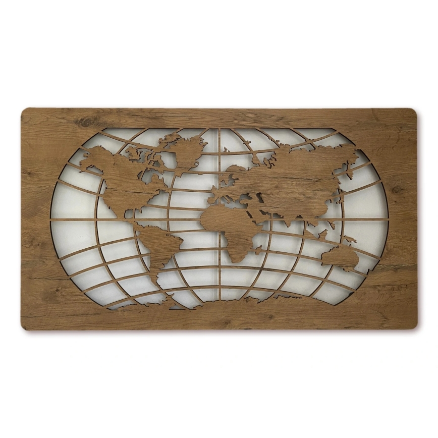 Li-Go 4868/DUB2 - LED-dimmbare Wanddekoration LED/24W/230V 110x60 cm Eiche/Weltkarte (Breitengrade)