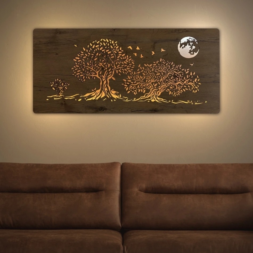 Li-Go 5042/DUB2 - LED-dimmbare Wanddekoration LED/24W/230V 110x50 cm Eiche/Drei Eichen und Mond