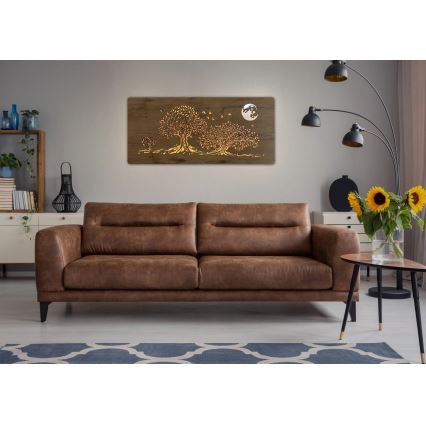 Li-Go 5042/DUB2 - LED-dimmbare Wanddekoration LED/24W/230V 110x50 cm Eiche/Drei Eichen und Mond