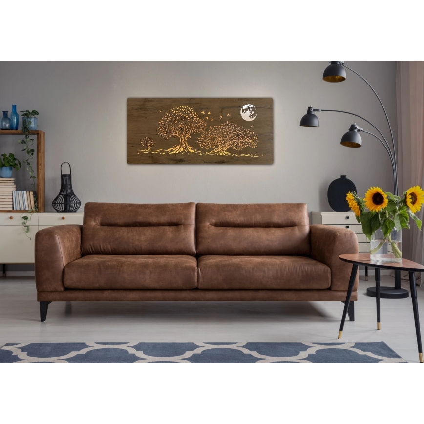 Li-Go 5042/DUB2 - LED-dimmbare Wanddekoration LED/24W/230V 110x50 cm Eiche/Drei Eichen und Mond