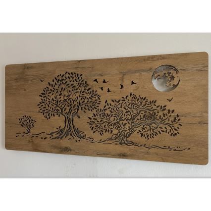 Li-Go 5042/DUB2 - LED-dimmbare Wanddekoration LED/24W/230V 110x50 cm Eiche/Drei Eichen und Mond