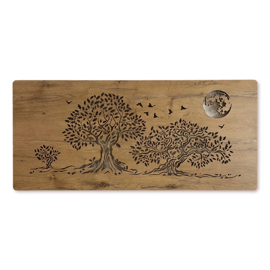 Li-Go 5042/DUB2 - LED-dimmbare Wanddekoration LED/24W/230V 110x50 cm Eiche/Drei Eichen und Mond