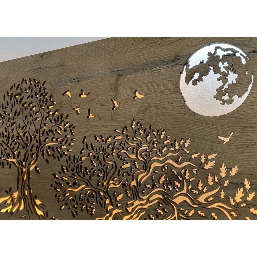 Li-Go 5042/DUB2 - LED-dimmbare Wanddekoration LED/24W/230V 110x50 cm Eiche/Drei Eichen und Mond