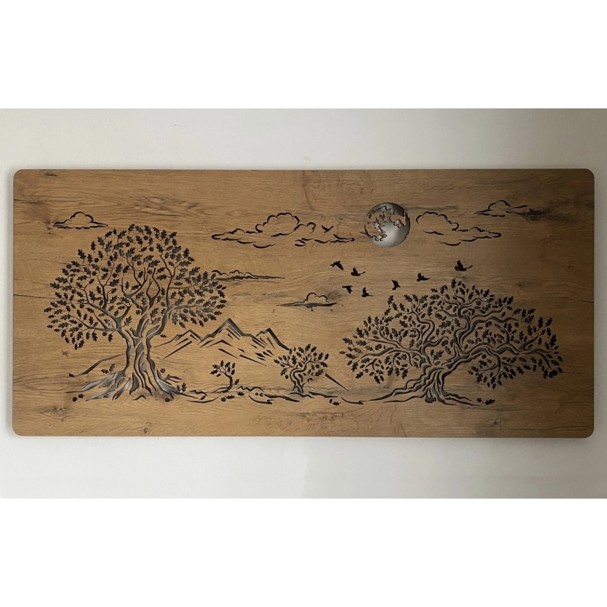 Li-Go 5478/DUB2 - Dimmbare LED-Wanddekoration LED/24W/230V 130x60 cm Eiche/Vier Eichen und Mond