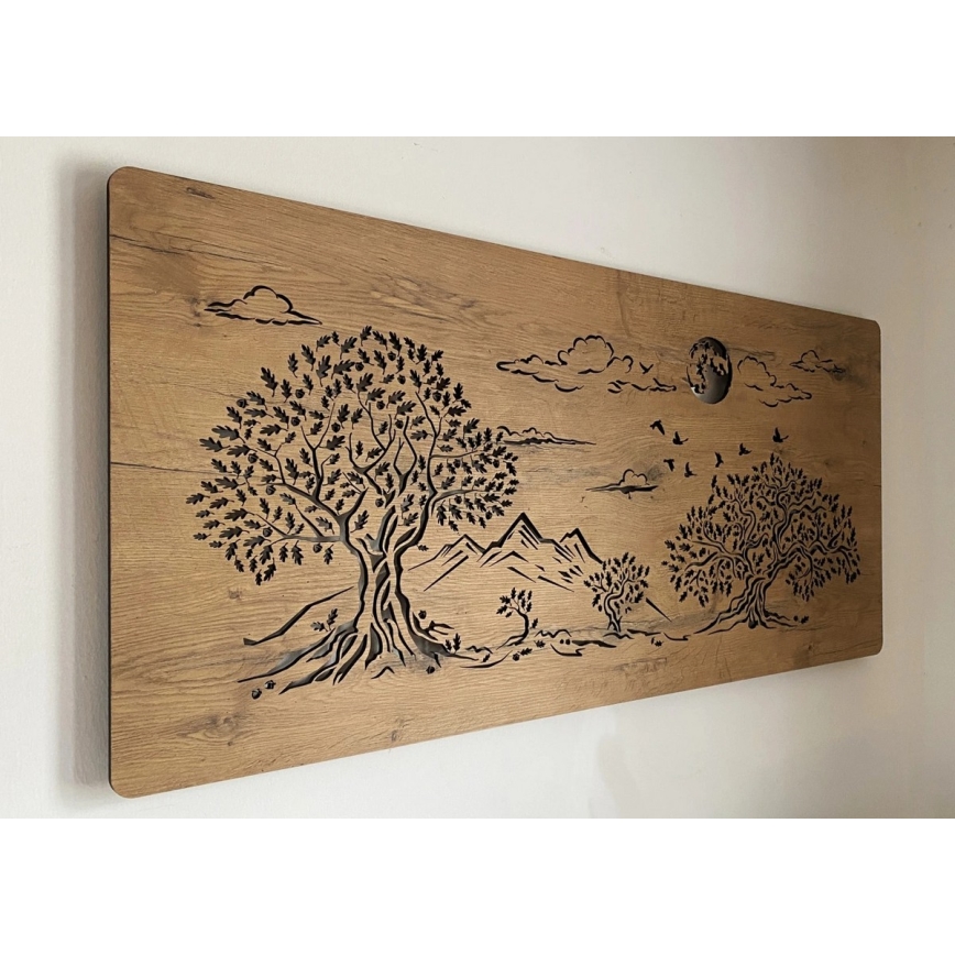 Li-Go 5478/DUB2 - Dimmbare LED-Wanddekoration LED/24W/230V 130x60 cm Eiche/Vier Eichen und Mond