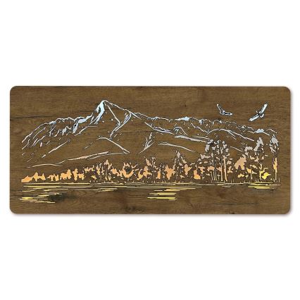 Li-Go 5589/A/DUB2 - Dimmbare LED-Wanddekoration LED/10W/5V 30000 mAh 110x50 cm Eiche/Berge mit Vögeln