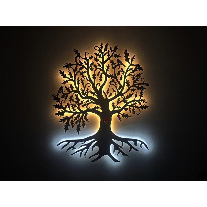 Li-Go 5729/DUB2 - LED-Wanddekoration mit Bewegungsmelder LED/10W/5V 90x110 cm Eiche