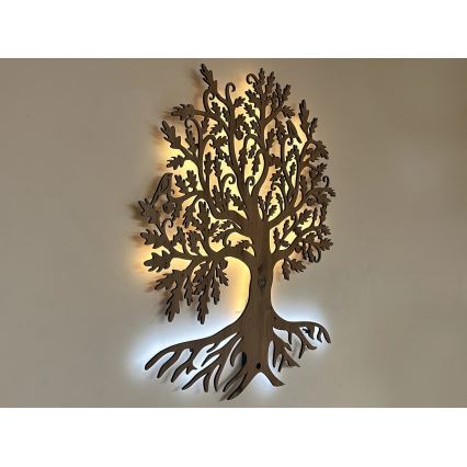 Li-Go 5729/DUB2 - LED-Wanddekoration mit Bewegungsmelder LED/10W/5V 90x110 cm Eiche