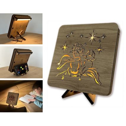 Li-Go 5788/DUB2 - LED-Tischdekoration LED/12W/230V 19x19 cm Eiche/Der kleine Prinz